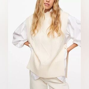 ❤️Mango Cream Knit Side Opening Sweater Vest☆